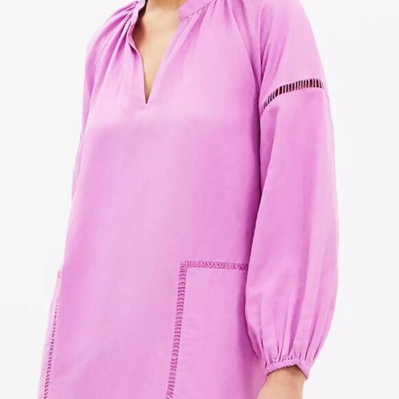 NWT LOFT Petite Cutout Linen-Blend Pocket Dress – Lilac Taffy – Size Petite Medi - Picture 2 of 8